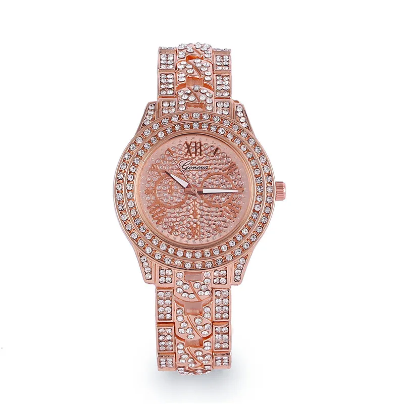 Роскошные Заказные женские часы с бриллиантами розовое золото металлические