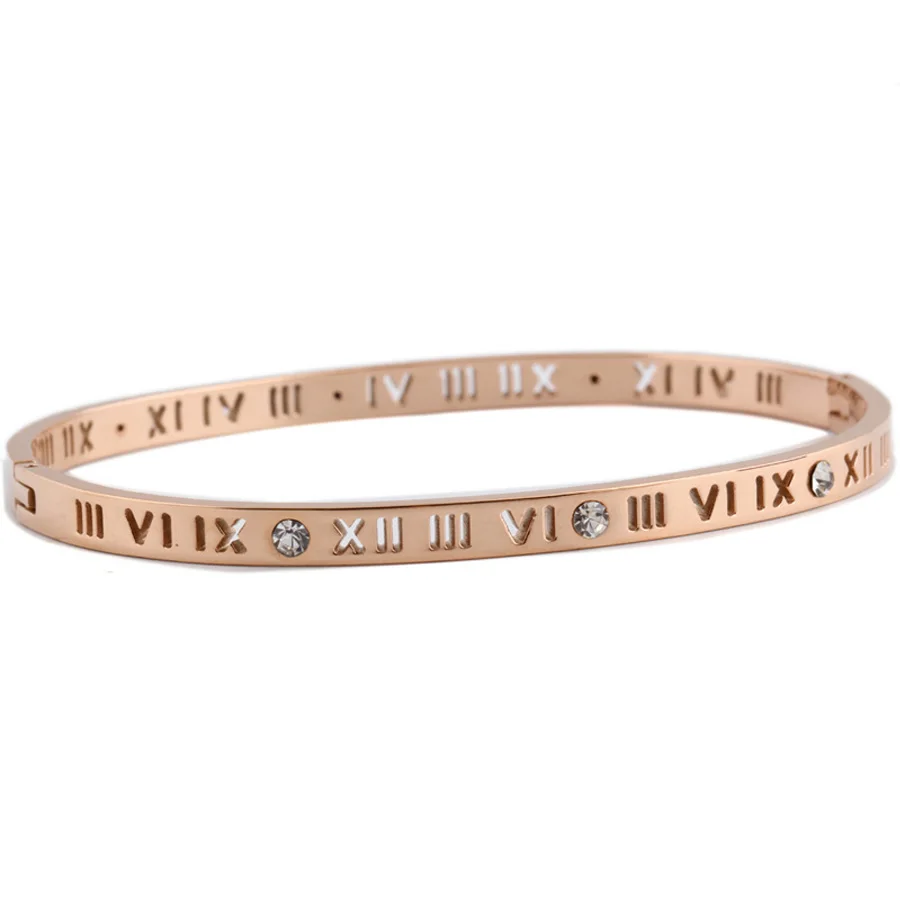 Новый браслет "Римское открытое число" из титановой стали ювелирных изделий для женщин и мужчин, браслет-браслет Pulseiras feminina A0093.