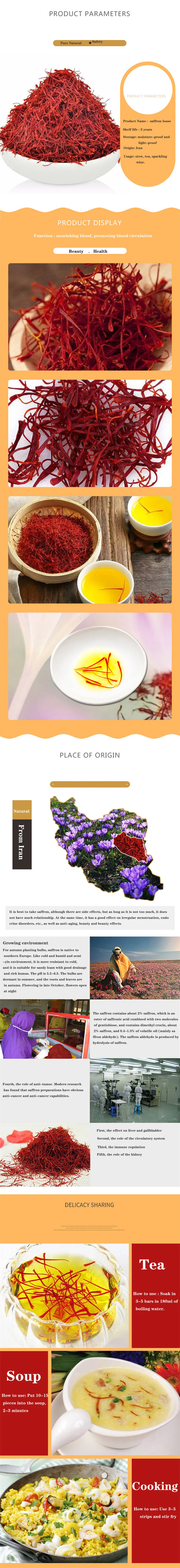 Iran Saffron Keep Blood Vessels Open Anti-aging Beauty Regulates Endocrine Disorders And Improves Menstrual Blood 3g