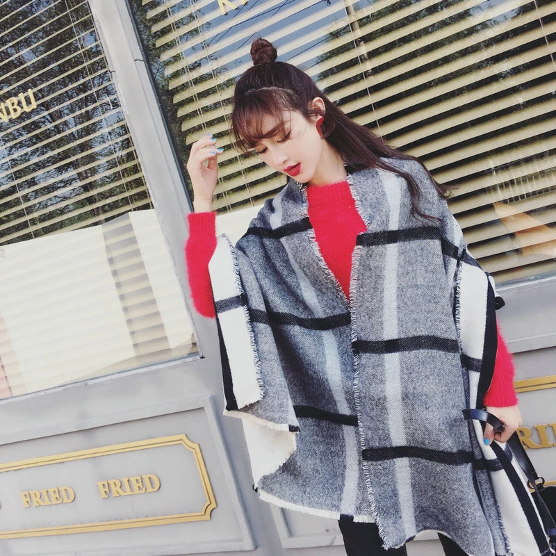 Новинка модная женская темпераментная шаль в клетку теплый плотный удобный