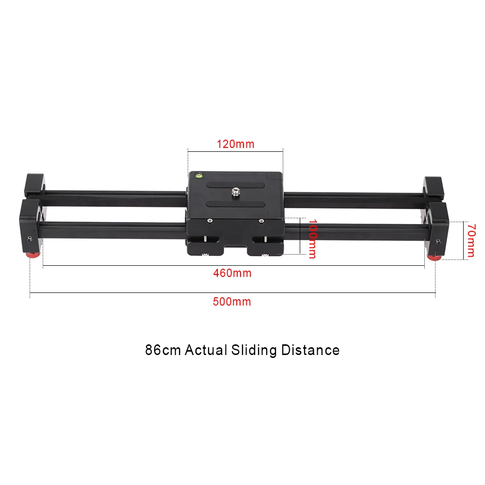Andoer Compact Retractable Track Dolly Slider 50cm Rail Stabilizer 86cm Actual Sliding Distance with 1/4&quot and 3/8&quot Thread Screw |