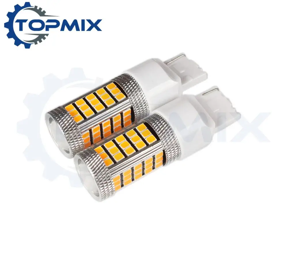 

2pcs T20 W21W 7440 63 smd 2835 LED Car Brake light bulb WY21W Amber Turn Signal Yellow Parking lights Auto Fog Lamps 12V