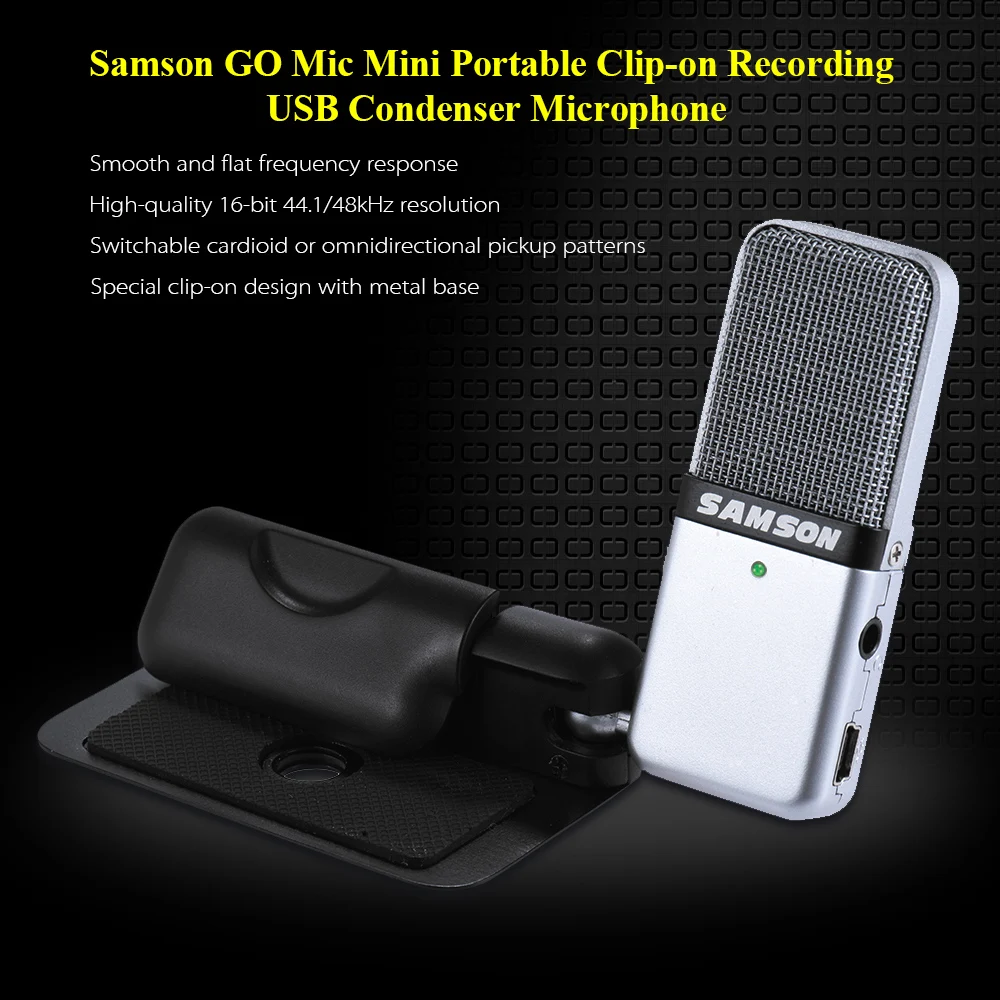 Samson Go Mic Портативный USB конденсаторный микрофон подключи и играй совместимый с Mac или ПК запись музыки Подкаст