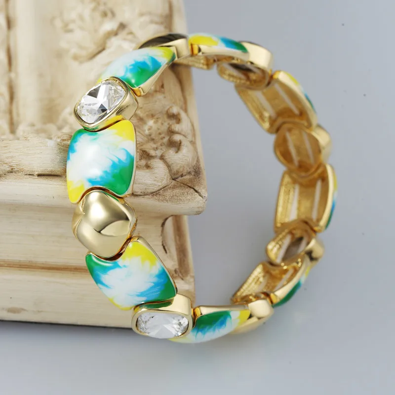 Neoglory хрустальный светильник цвет желтое золото лак модные браслеты и для женщин