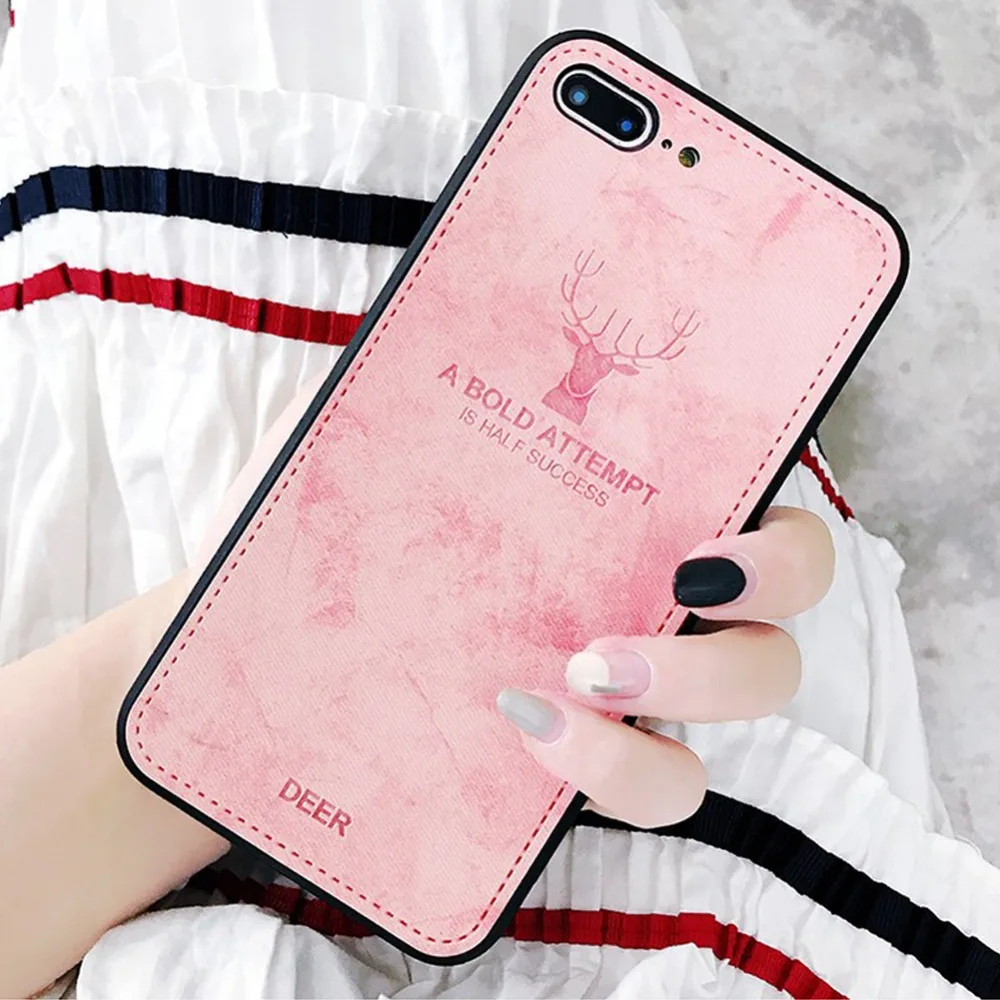 For iPhone Xs MAX Case Soft Luxury Slim Fabric Texture TPU 3D Deer Print Cloth Pattern Cover Edge Shockproof |