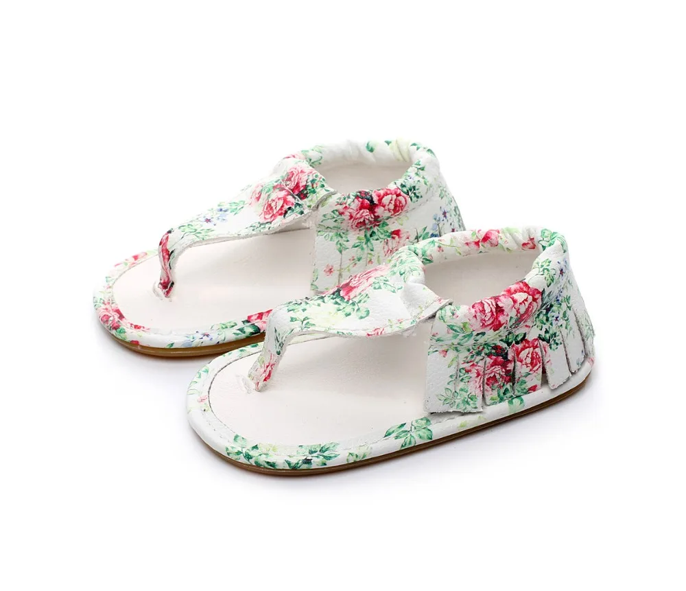Hongteya/летние Вьетнамки Цветочные босоножки горячая Распродажа из искусственной кожи, для детей; женские мокасины; резиновая подошва детские сандалии для девочек для детей от 0 до 24 месяцев
