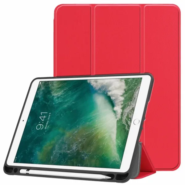 Three folio case Премиум кожаный смарт-чехол для Apple iPad 9,7 6 6th поколения A1893 A1954 9,7 5 5th Gen A1822 A1823 чехол+ Защитная пленка+ ручка - Цвет: Three folio case