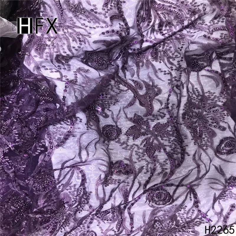 HFX роскошное фиолетовое кружевное платье ручной работы с вышивкой бисером
