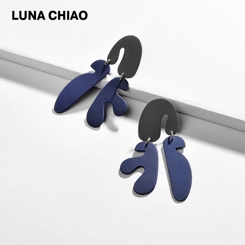 LUNA CHIAO модные матовый Цветные Серьги геометрический цвет блок себе серьги для