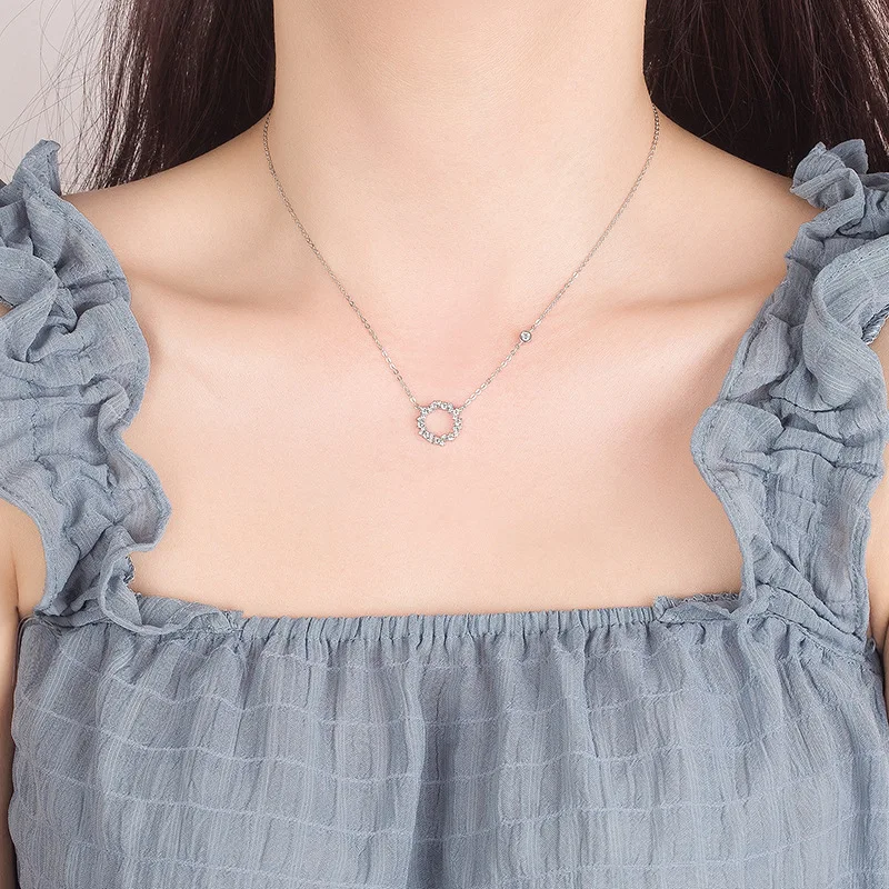 

2019 Popular Real Silver 925 Simple Zircon Pendant Necklace Fine Jewelry for Women
