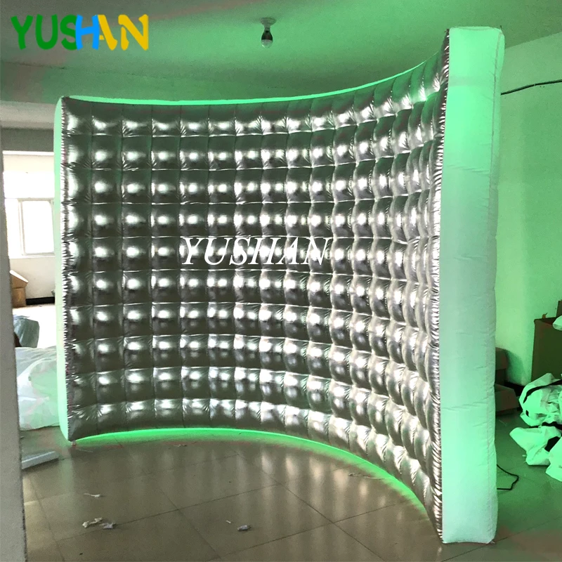 10ft Серебряный и белый Светодиодный Надувные Photo booth стены фон для фотографирования с изображением кирпичной стены мульти Цвет светодиодный свет и воздуходувки надувные стены для вечерние