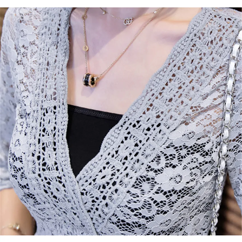 Женское кружевное платье с треугольным вырезом длинное Сетчатое платье-пачка