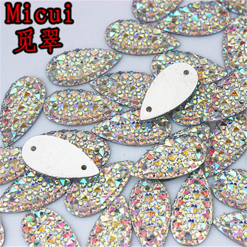 Micui 100 шт. 10*20 мм стразы из смолы с кристаллами AB плоские бусины в форме капли