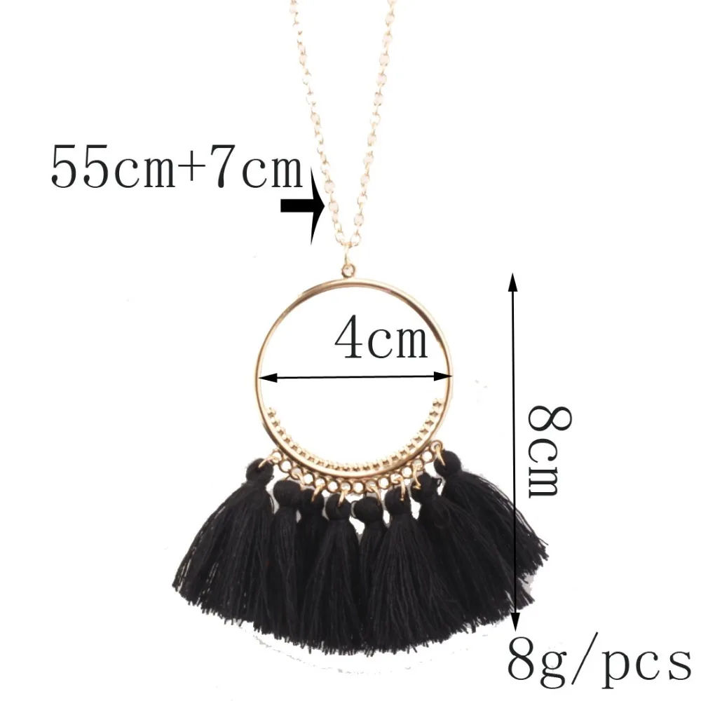 Bohopan Boho Tassel Necklace For Women Vintage Metal Hollow Round Bohemian Style Fashion Statement Neck Jewelry Trend | Украшения и