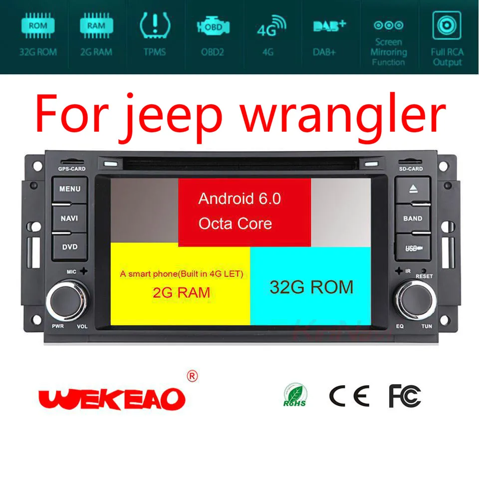 Android 7 1 Авто радио мультимедиа видео плеер для Jeep Wrangler gps навигации Системы fit