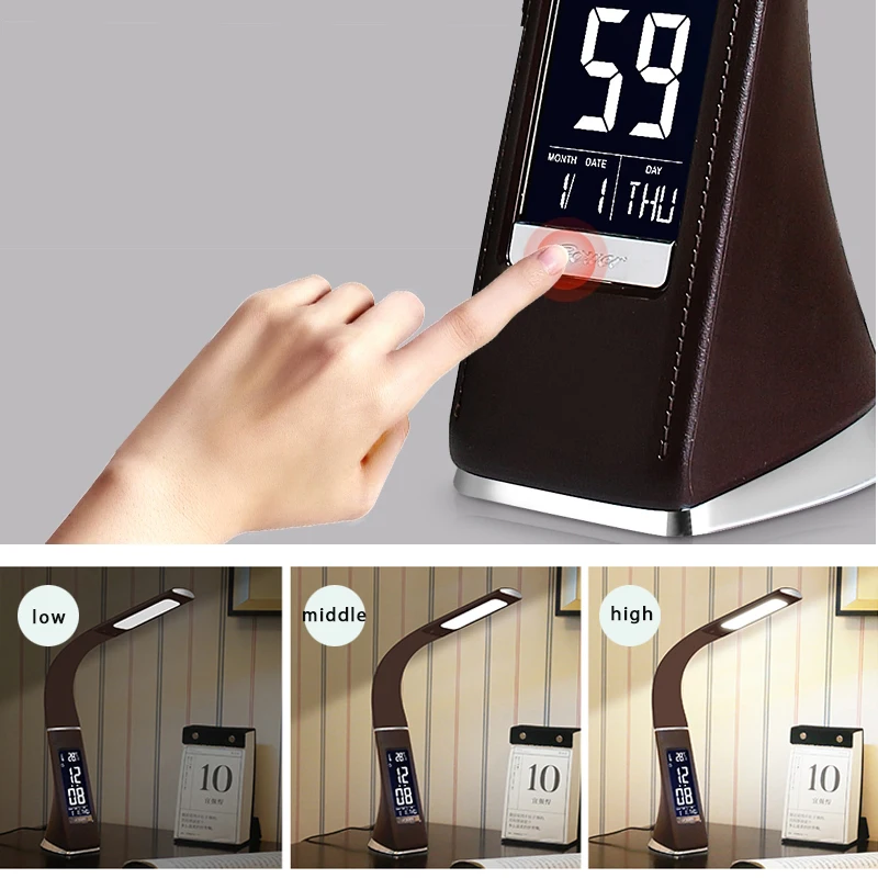 Woodpow Leature текстура светодиодный настольная лампа Перезаряжаемые затемняемая