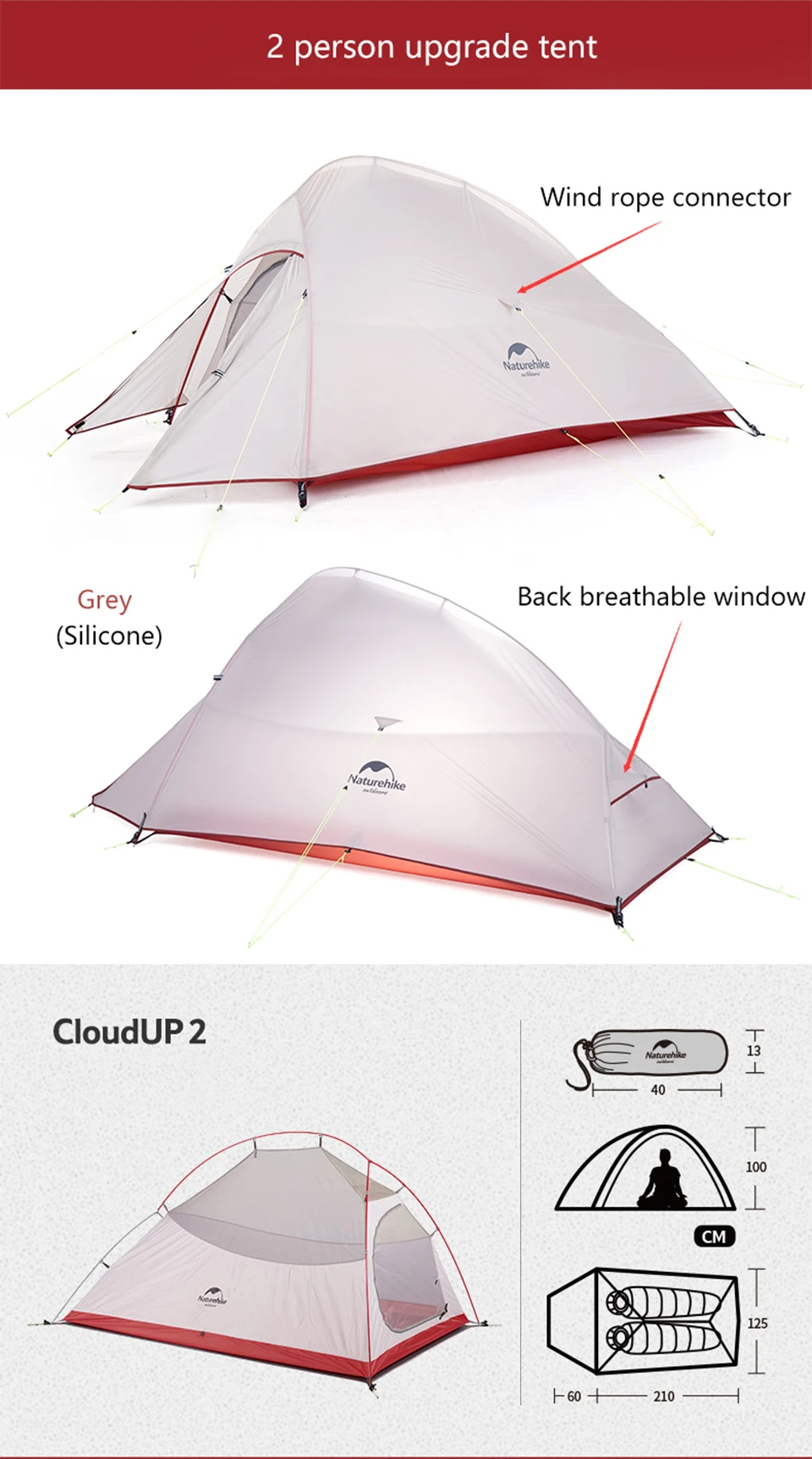 NatureHike Upgrade Cloud Up 20D силиконовые палатки двухслойные 3 Человек Палатка Сверхлегкий Открытый Палатки Кемпинг barraca de praia
