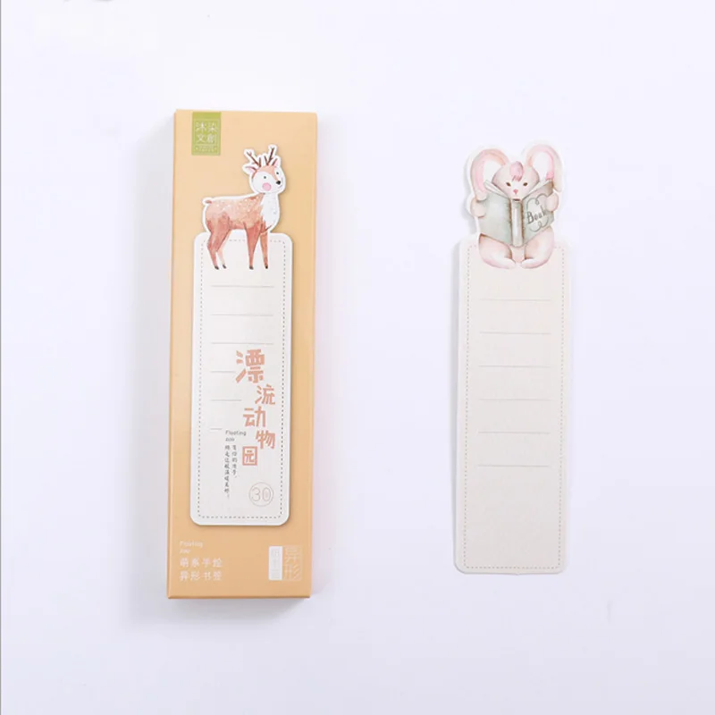 

30pcs/box Drifting zoo Gift Bookmarks Marker Stationery Gift Realistic Kawaii Cartoon Bookmarks Office School Supply