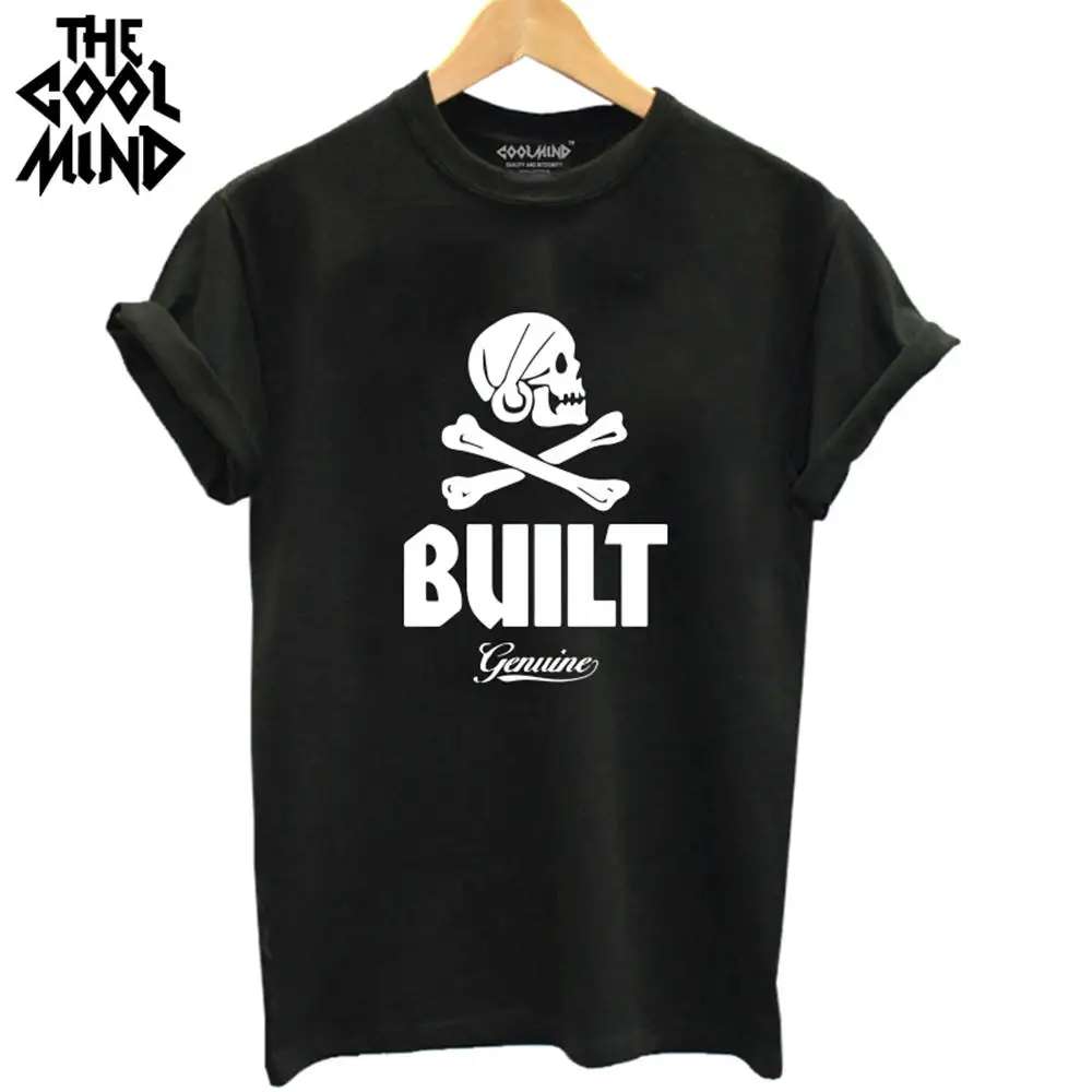 BLK COOLMIND SK0220B хлопок Повседневная Свободная Женская футболка с принтом черепа с коротким рукавом и круглым вырезом классная женская футболка - Цвет: BLK