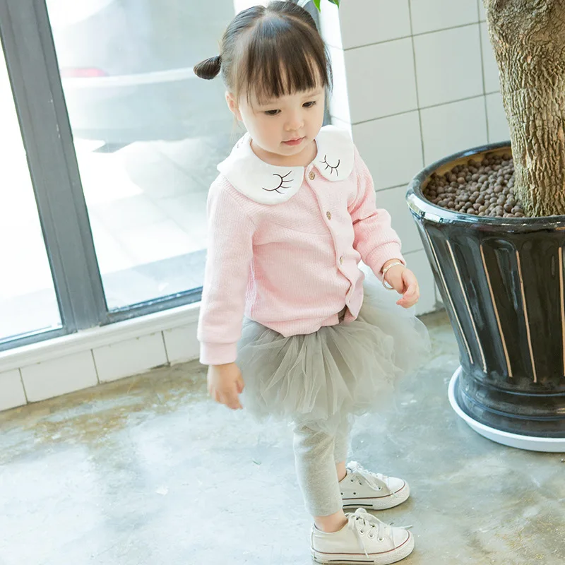 Леггинсы MILANCEl для маленьких девочек сетчатые леггинсы с юбкой пачкой детские в