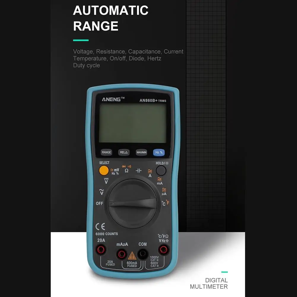 6000 отсчетов RMS цифровой мультиметр измеритель тока Автоматическое отключение