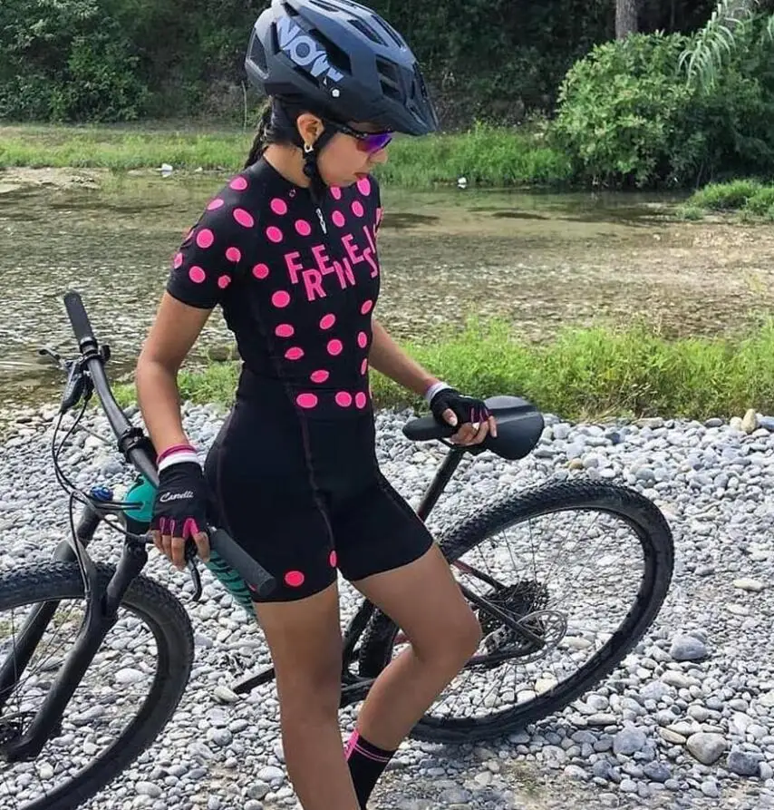 Pro Team триатлон костюм женский рукав Велоспорт Джерси Skinsuit комбинезон Майо Велоспорт Ropa ciclismo комплект розовый гелевая подкладка 041