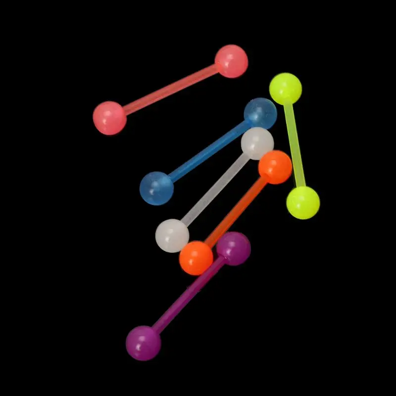 6 шт. акриловый Световой светящийся шар для языка носа серьги гвоздики пупка