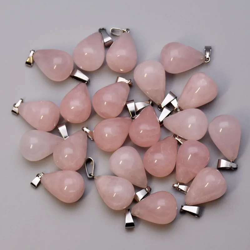 Модные подвески и ожерелья из натурального кварца розы в форме капли воды для