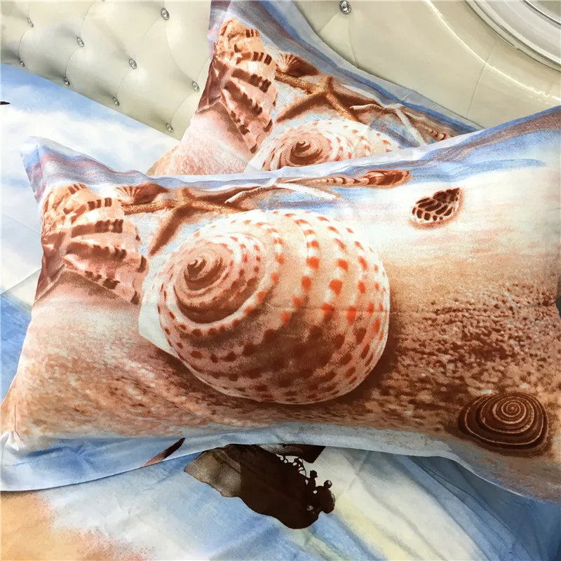 3D HD Sea Shell Beach постельное бельё 100% хлопок синий морской Стёганое одеяло крышка
