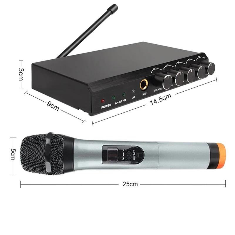 ARCHEER VHF Wireless Microphone System Professional 2 Handheld Mic Dual Channel Transmitter Systerm For Karaoke | Электроника