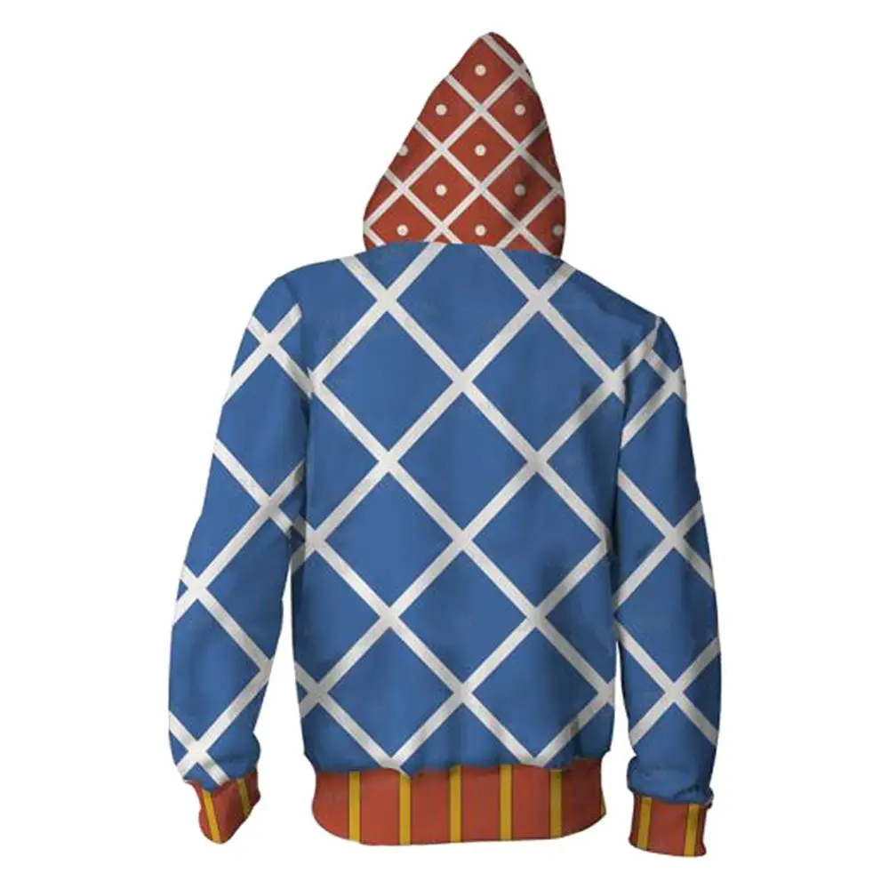 

JoJo's Bizarre Adventure Cosplay Guido Mista Hoodie Sweatshirts Zipper Up Coat Jacket Hooded Hoodies Pullover