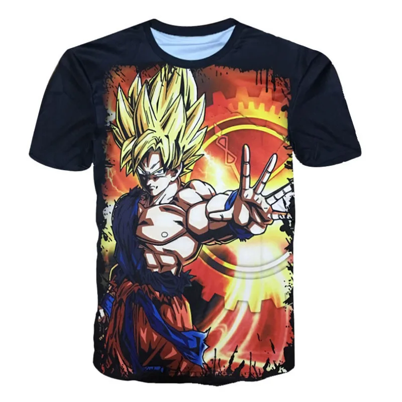 Dragon Ball Z футболка Супер Saiyan Сон Гоку черный Гохан Вегета Мастер Роши 3D печатных