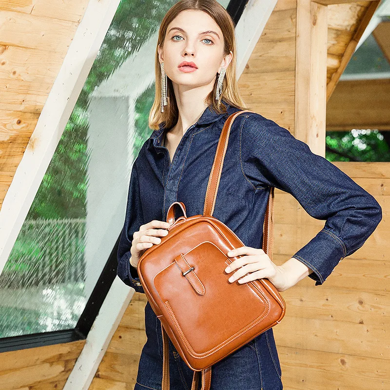 Натуральная кожа ретро сумка Многофункциональный рюкзак для женщин роскошный