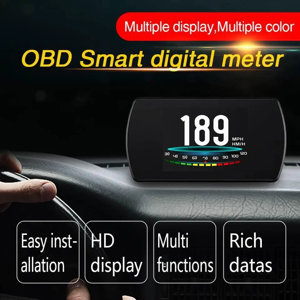 P12 4.3 Inch LCD Car Head Up Display HUD OBD 2 Multifunction On-Board Computer hud Electronics Speedometer | Автомобили и