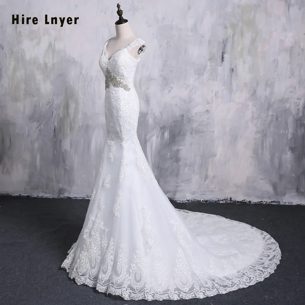 Hire Lnyer Новое поступление Vestido De Noiva аппликация с бисером на талии съемный шлейф