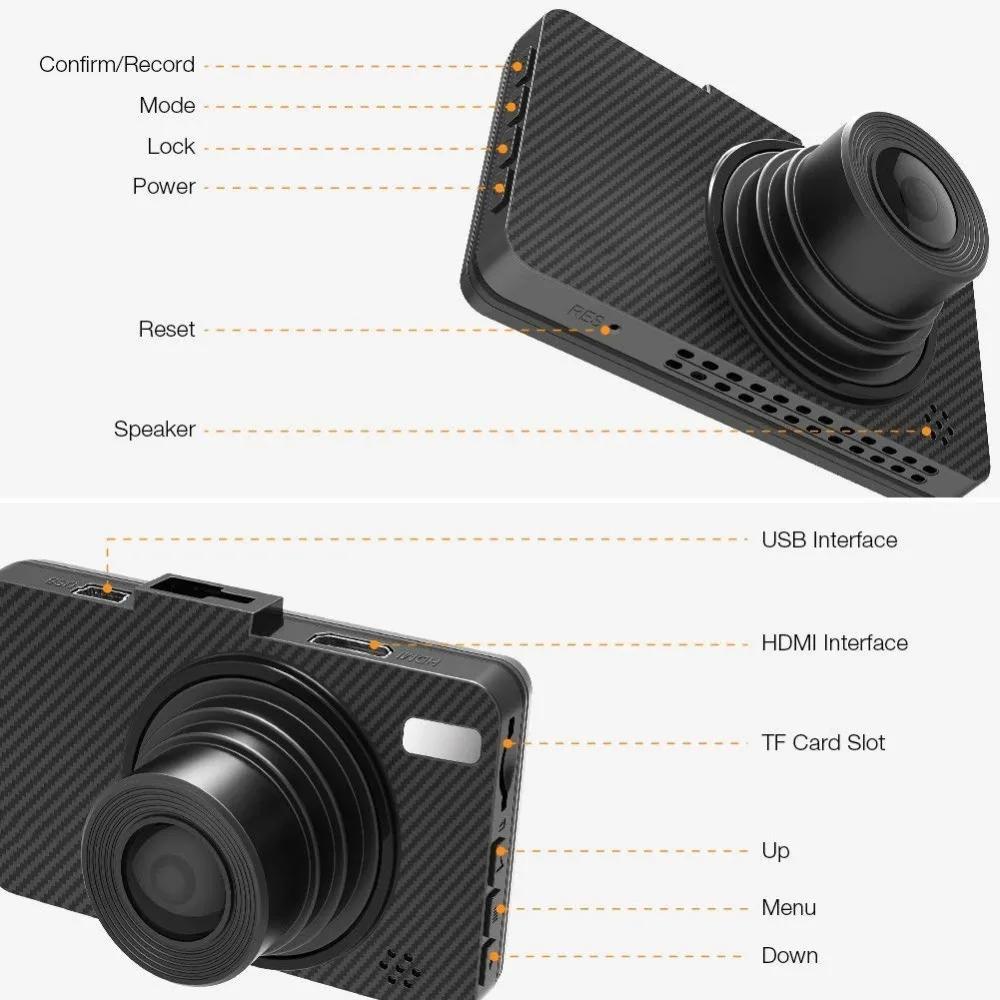 WHEXUNE новая 3-дюймовая Автомобильная Dvr камера Full HD1080P двойной объектив видео