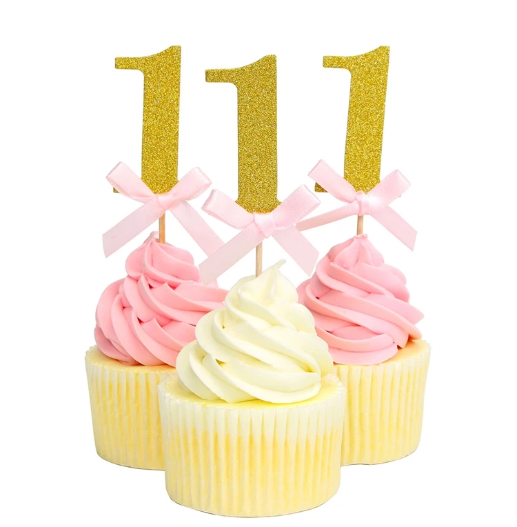10/6 шт. блеск Бумага 1 для капкейка-первый День рождения украшения 1st на день рождения мой один год для маленьких мальчиков и девочек расходные материалы
