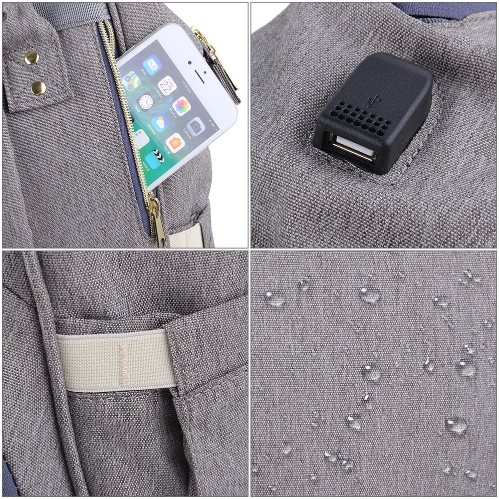 Lequeen USB Водонепроницаемая Детская сумка для пеленки рюкзак беременных модная