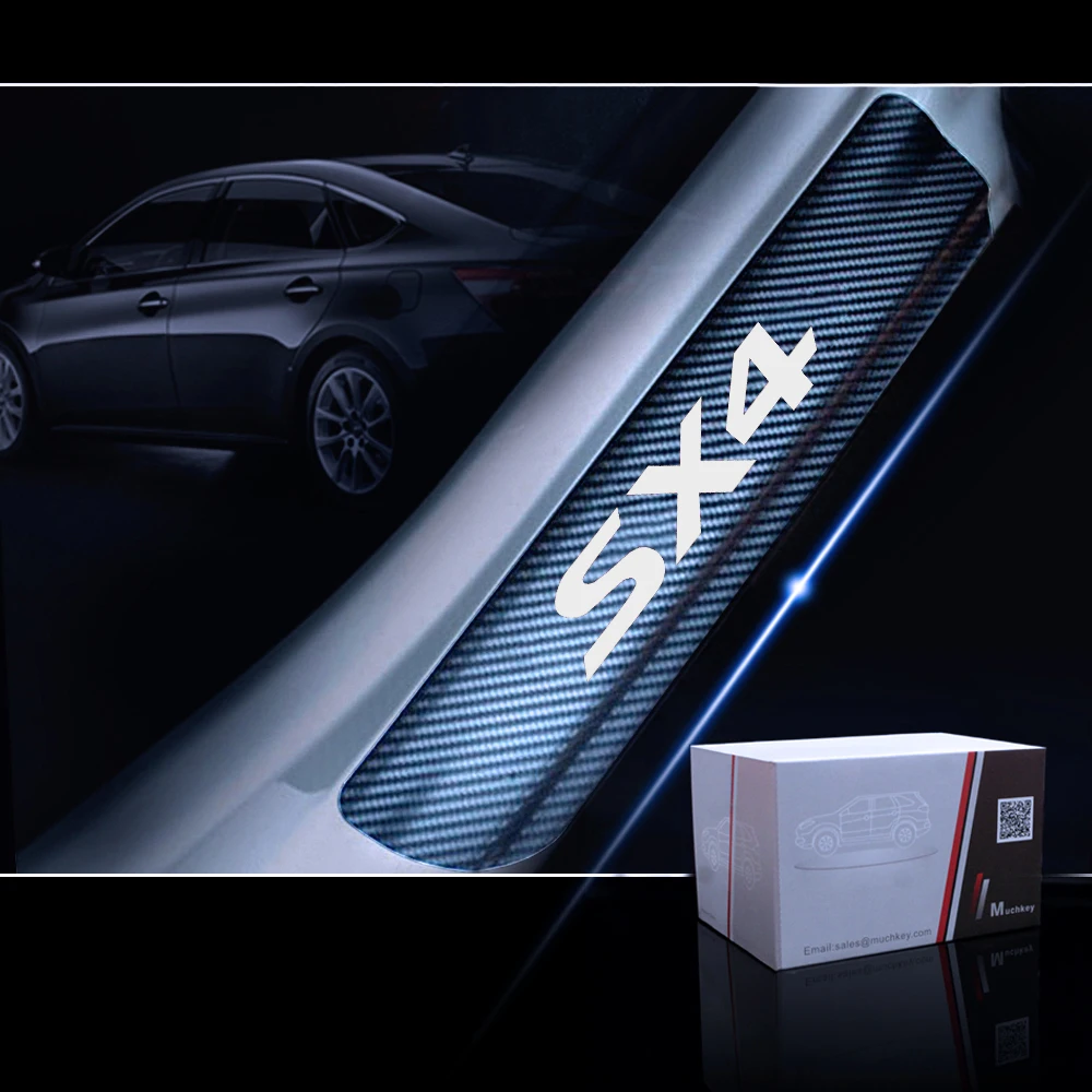 Виниловые наклейки из углеродного волокна 4D для Suzuki SX4, автомобильные пороги, декоративные наклейки на педали, автомобильные аксессуары, 4 шт