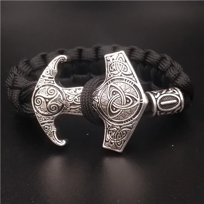 Odin Ворон славянский Коловрат Тор молот Мьёльнир мужские Vikingos Triskele троица Викинг браслет Valknut Vegvisir руны ювелирные изделия - Окраска металла: 5
