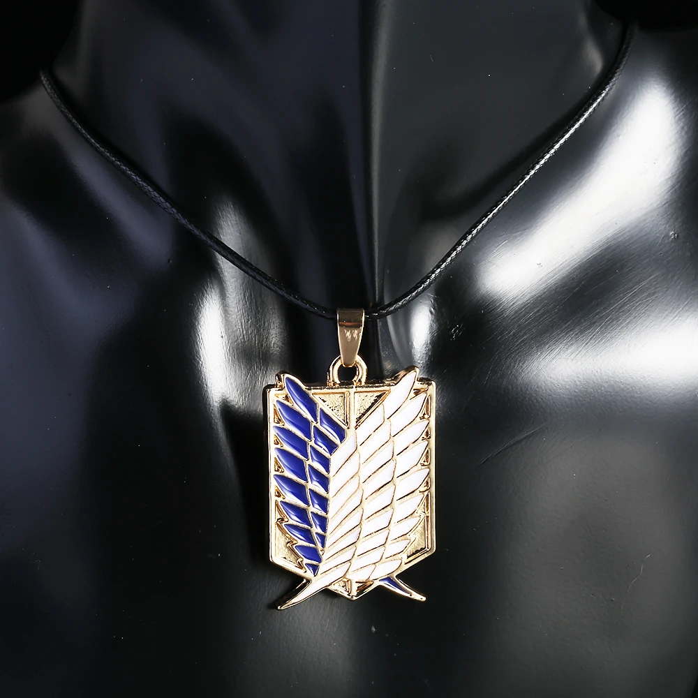 Anime Peripheral Pendant Necklace Attack on Titan Scout Regiment Logo Survey Corps Erwin Smith Accessories Jewelry | Украшения и