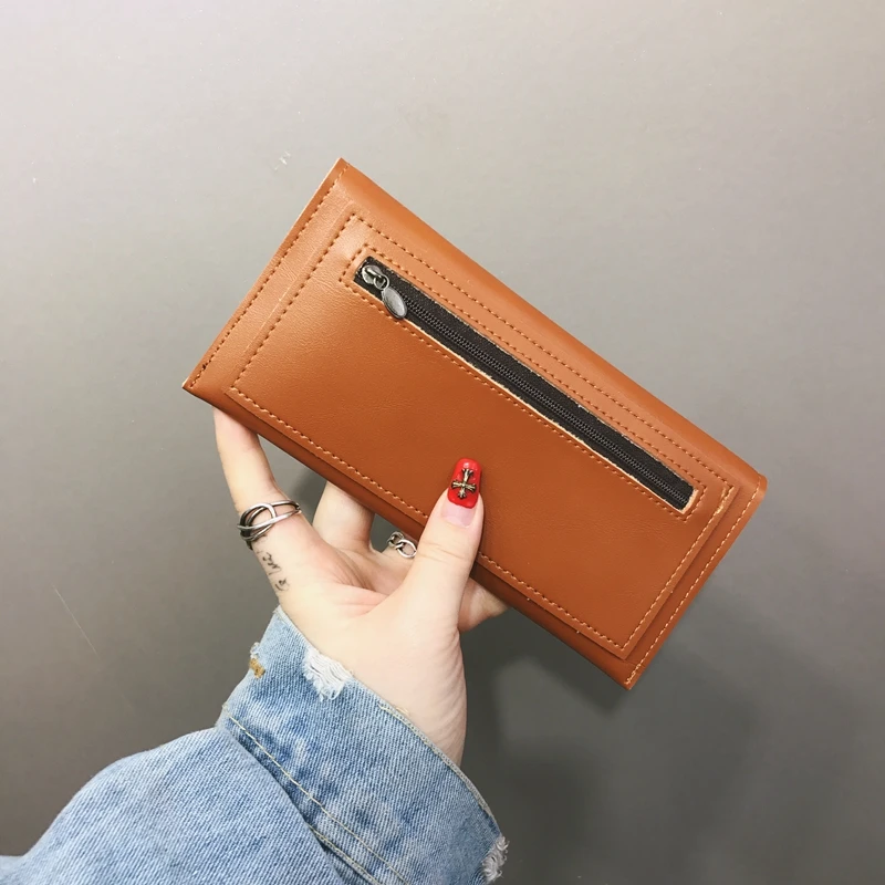 2018 Длинный кошелек женский классический сплошной Portefeuille роковой искусственная