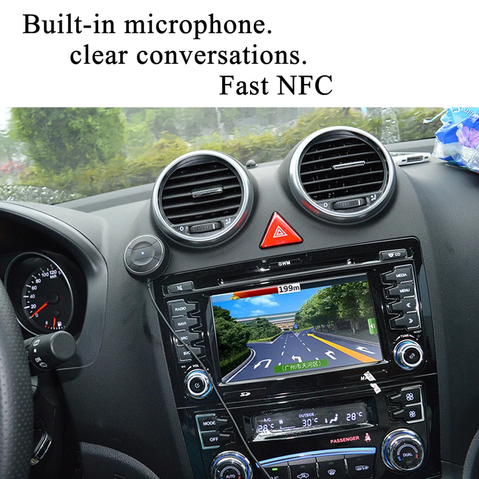 Bluetooth 4 0 автомобильный комплект с функцией NFC + 3 5 мм AUX приемник Двойной USB 2.1A