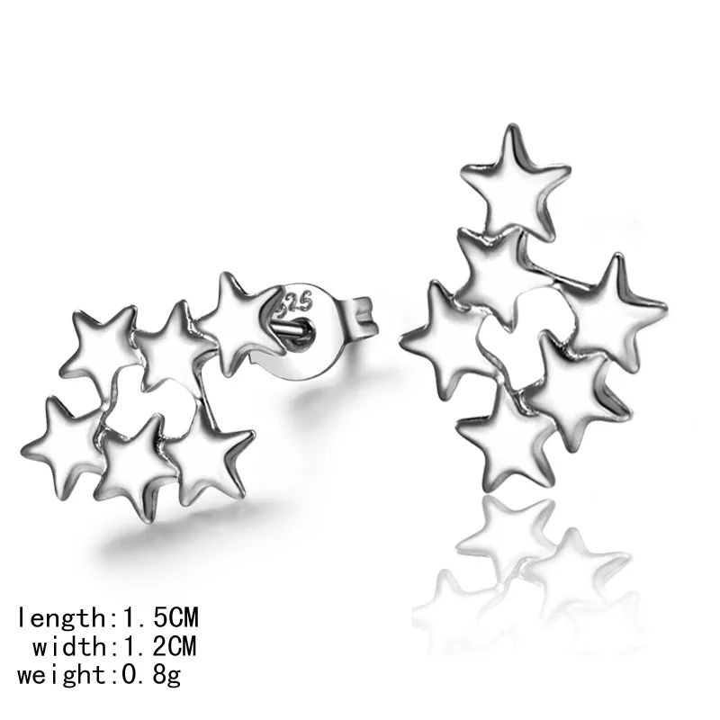 Женские серьги гвоздики с 6 звездами pendientes plata jewelry|aretes cute|stud earringsstar stud earrings |