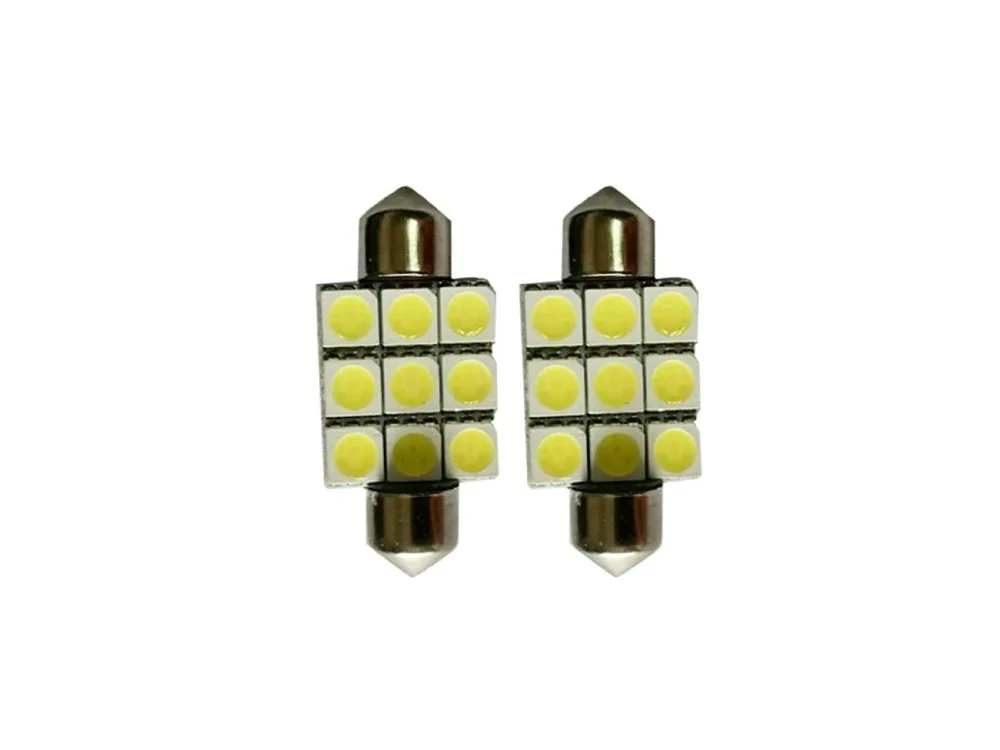 

10pcs 36mm 9SMD 5050 211 Cool White 5500K~6500K Festoon Dome Interior LED Light Bulbs DC 12V