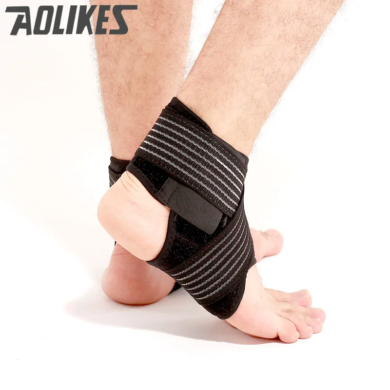 Black Pair Aolikes 1 пара черная регулируемая поддержка лодыжки Pad защита эластичная Защитная поддерживающая стяжка мяч игры Бег Фитнес рекомендуется - Цвет: Black Pair