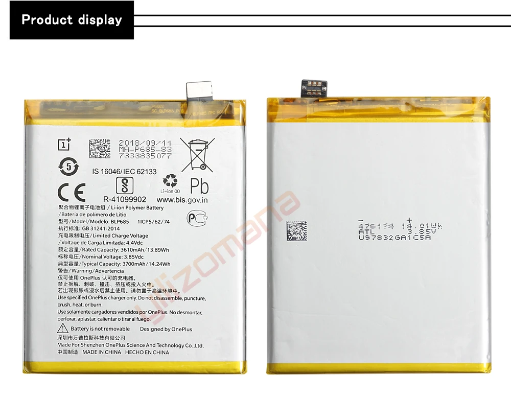 ONE PLUS аккумулятор для телефона BLP685 3610/3700mAh для OnePlus 6T A6010 Высокое качество Замена литий-ионных батарей Бесплатные инструменты