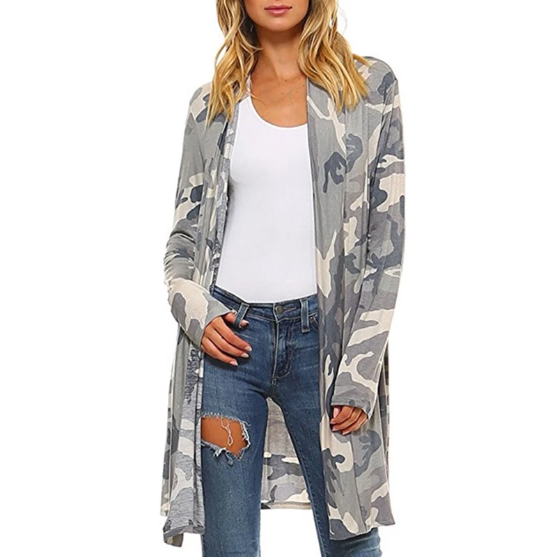 2019 осеннее камуфляжное пальто для отдыха повседневные женские топы длинная