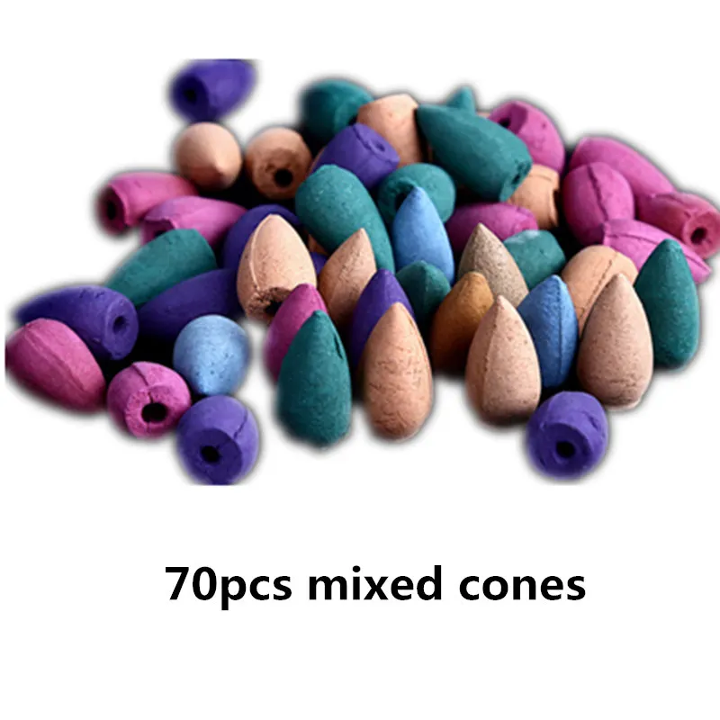 70pcs mixed cones HOUSEEYOU 14 видов креативного домашнего декора, палочка для благовоний, керамическая глазурованная курильница, украшение для дома, чайная комната - Цвет: 70pcs mixed cones