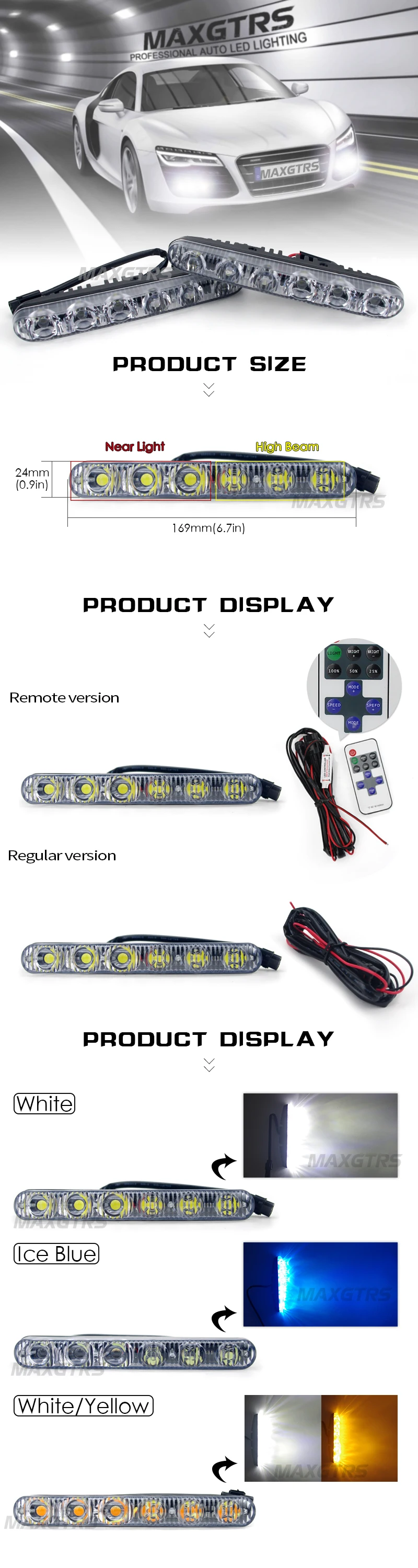 2x дневные ходовые огни высокой Мощность 2X6 Led 18 Вт светодиодные автобильные светильник источник светильник Водонепроницаемый DC12V стайлинга автомобилей белый/светло-голубой с янтарем сигнала поворота